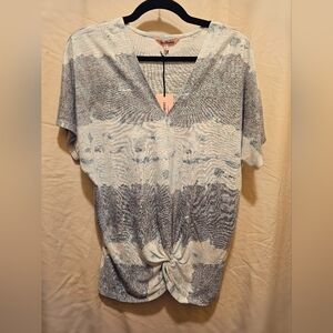 NWT Juicy Couture Tie-Dye Knot Blouse - Blue/White